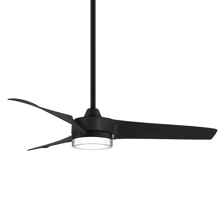 Minka Aire Veer 56in LED Ceiling Fan | Industrial Coal Metal and Frosted White PC Lens | Bedroom & Living Room | 56 x 56 x 15.51 in | Model F692L-CL