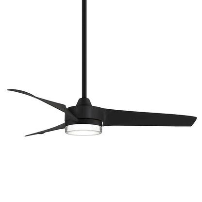 Minka Aire Veer 56in LED Ceiling Fan | Industrial Coal Metal and Frosted White PC Lens | Bedroom & Living Room | 56 x 56 x 15.51 in | Model F692L-CL