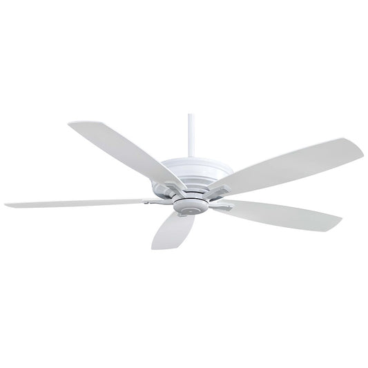 Minka Aire Kafe XL 60in Ceiling Fan | Transitional White Finish | Living Room & Great Room | 60 x 60 x 13 in | Model F696-WH
