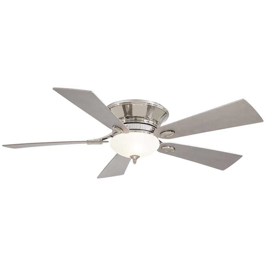 Minka Aire Delano II 52in Flush Mount Ceiling Fan | Transitional Polished Nickel | Living Room & Bedroom | 52 x 52 x 11 in | Model F711-PN