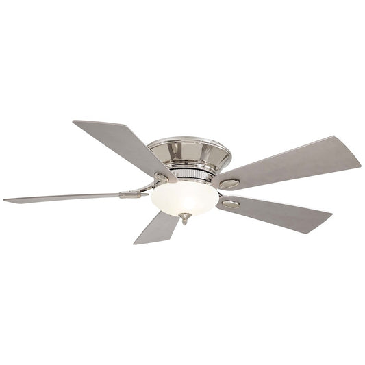 Minka Aire Delano II 52in Flush Mount Ceiling Fan | Transitional Polished Nickel | Living Room & Bedroom | 52 x 52 x 11 in | Model F711-PN