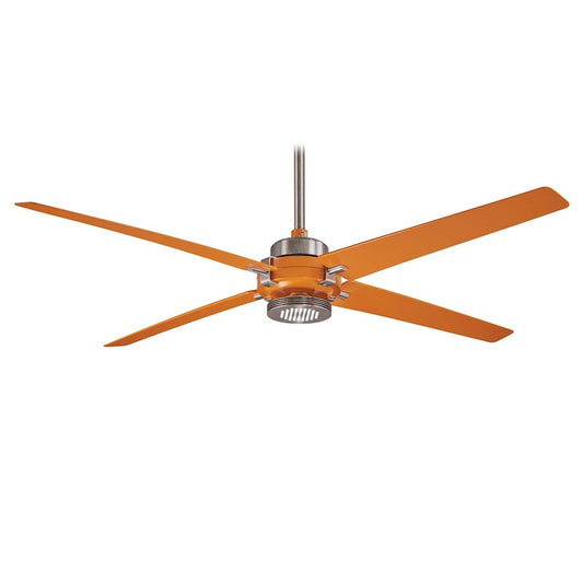 Minka Aire Spectre 60in Ceiling Fan | Industrial Brushed Nickel and Orange | Living Room & Loft | 60 x 60 x 13 in | Model F726-BN-ORG