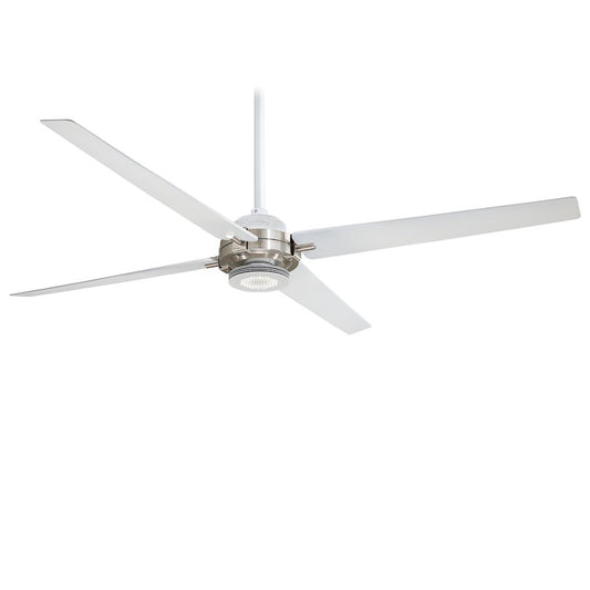 Minka Aire Spectre 60in Ceiling Fan | Industrial Flat White and Brushed Nickel Finish | Living Room & Bedroom | 60 x 60 x 13 in | Model F726-WHF-BN
