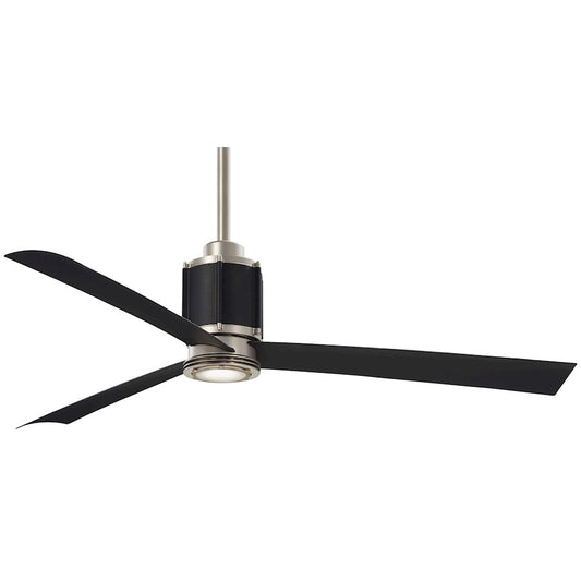 Minka Aire Gear 56in LED Ceiling Fan | Art Deco Brushed Steel and SDBK | Living Room & Bedroom | 56 x 56 x 16 in | Model F736L-BS-SDBK