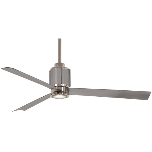 Minka Aire Gear 54in LED Ceiling Fan | Polished Nickel and Brushed Steel Blades | Living Room & Bedroom | 54 x 54 x 16 in | Model F736L-PN-BS