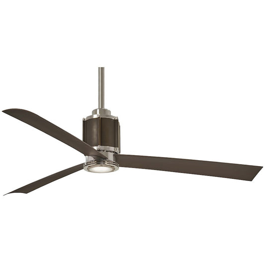 Minka Aire Gear 54in LED Ceiling Fan | Polished Nickel and Oil Rubbed Bronze Blades | Living Room & Bedroom | 54 x 54 x 16 in | Model F736L-PN-ORB