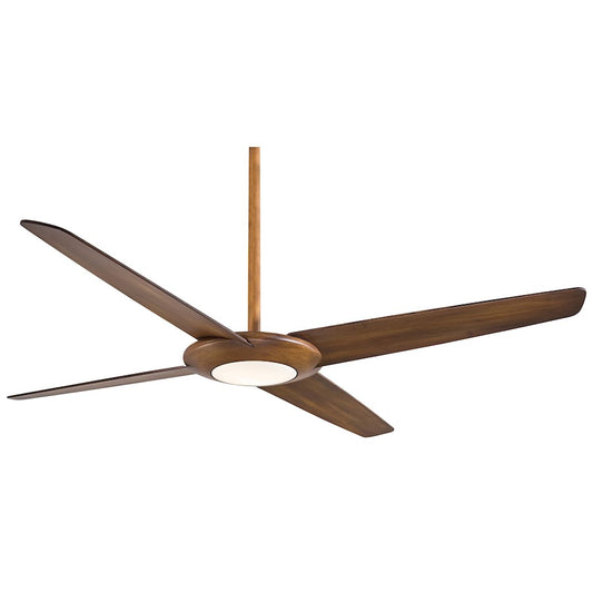 Minka Aire Pancake XL 62in LED Ceiling Fan | Distressed Koa Transitional Low Profile | Living Room & Bedroom | 62 x 62 x 11 in | Model F739L-DK