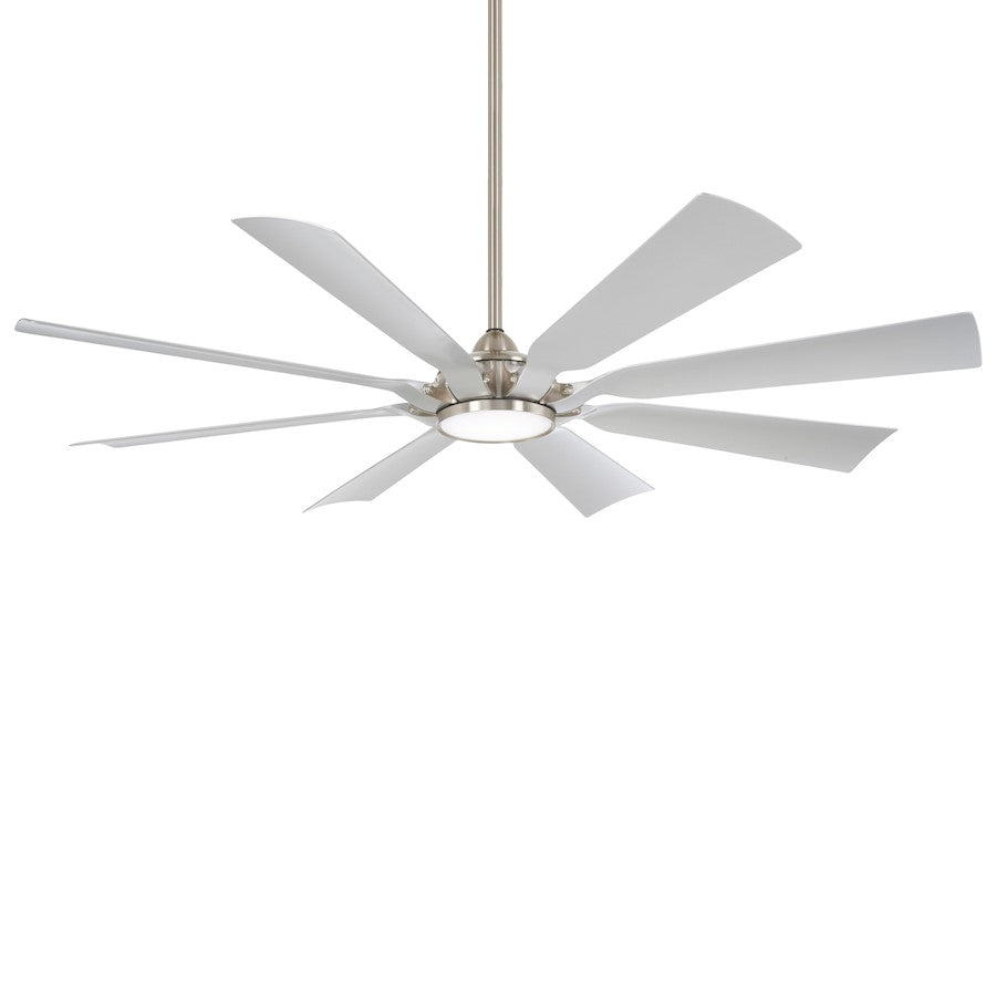 Minka Aire Future 65in 8-Blade LED Ceiling Fan | Brushed Nickel Wet and Etched Glass | Covered Patio & Indoor Living | Model F756L-BNW