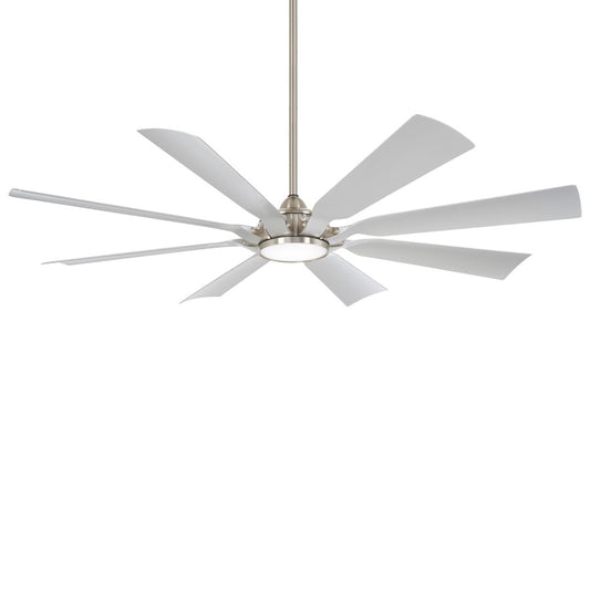 Minka Aire Future 65in 8-Blade LED Ceiling Fan | Brushed Nickel Wet and Etched Glass | Covered Patio & Indoor Living | Model F756L-BNW