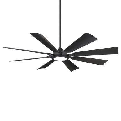 Minka Aire Future 65in 8-Blade Ceiling Fan with LED Light | Modern Flat White and Etched Glass | Covered Patio & Living Room | Model F756L-WHF