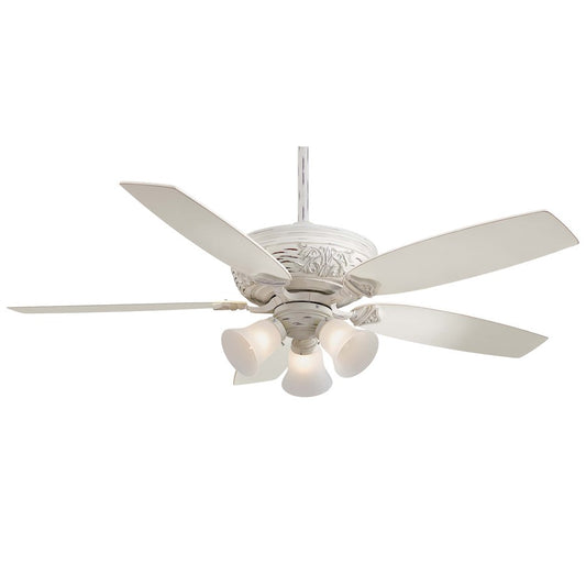 Minka Aire Classica 54in Ceiling Fan | Traditional Provencal Blanc | Living Room & Dining Room | 54 x 54 x 18 in | Model F759-PBL