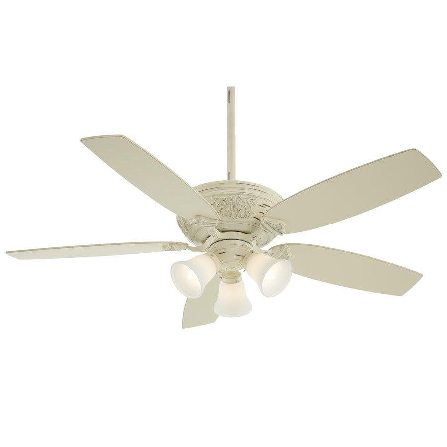 Minka Aire Classica LED 54in 5-Blade Ceiling Fan | Traditional Provencal Blanc and Frosted White Glass | Living Room & Dining Room | Model F759L-PBL