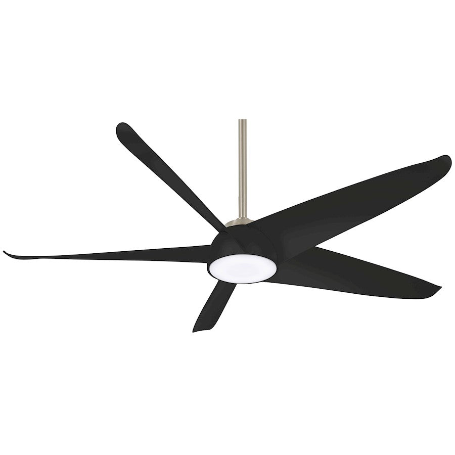Minka Aire Ellipse LED 60in Ceiling Fan | Transitional Brushed Nickel and Coal | Living Room & Bedroom | 60 x 60 x 13 in | Model F771L-BN-CL