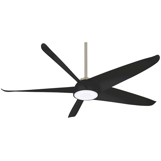 Minka Aire Ellipse LED 60in Ceiling Fan | Transitional Brushed Nickel and Coal | Living Room & Bedroom | 60 x 60 x 13 in | Model F771L-BN-CL