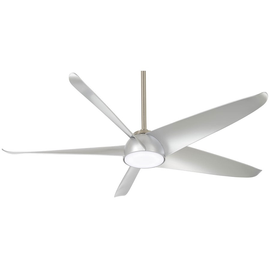 Minka Aire Ellipse 60in LED Ceiling Fan | Transitional Brushed Nickel and Silver Blades | Living Room & Bedroom | 60 x 60 x 13 in | Model F771L-BN-SL