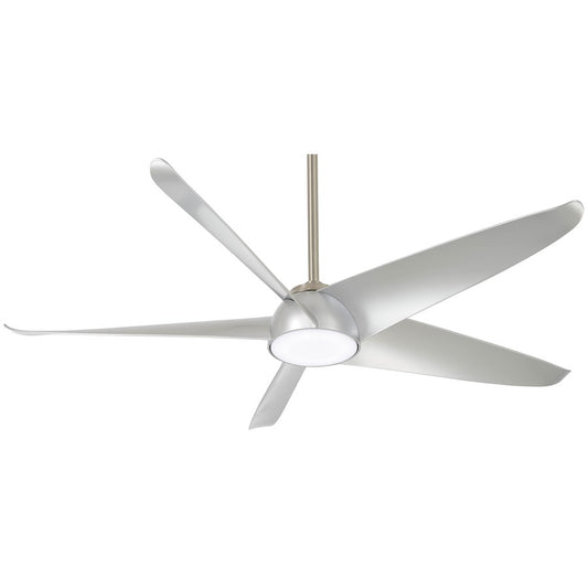 Minka Aire Ellipse 60in LED Ceiling Fan | Transitional Brushed Nickel and Silver Blades | Living Room & Bedroom | 60 x 60 x 13 in | Model F771L-BN-SL