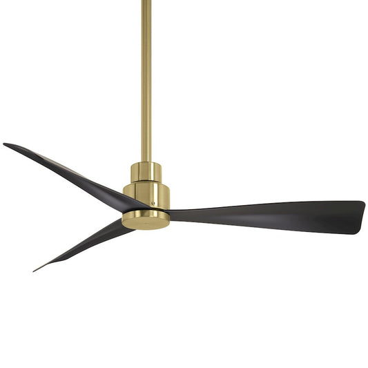 Minka Aire Simple 44in 3-Blade Outdoor Ceiling Fan | Transitional Soft Brass and Coal | Covered Patios & Large Rooms | Model F786-SBR-CL