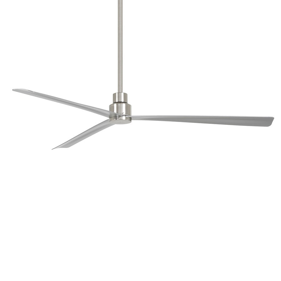 Minka Aire Simple 65in LED Outdoor Ceiling Fan | Brushed Nickel Wet | Covered Patio & Outdoor Living | 65 x 65 x 13 in | Model F789-BNW