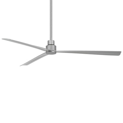 Minka Aire Simple 65in LED Outdoor Ceiling Fan | Silver Wet Rated | Patio & Covered Porch | 65 x 65 x 13 in | Model F789-SL
