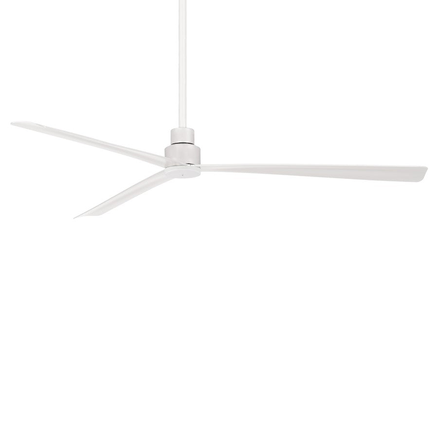 Minka Aire Simple 65in 3-Blade Ceiling Fan | Modern Flat White | Covered Patio & Outdoor Living | 12.75 in H | Model F789-WHF