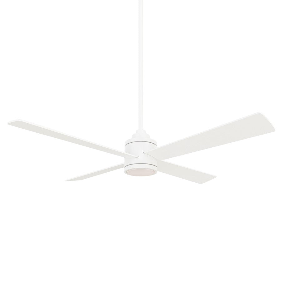 Minka Aire Falco 54in Ceiling Fan with Light | Contemporary Flat White and White Acrylic | Living Room & Bedroom | 54 x 54 x 15 in | Model F796L-WHF