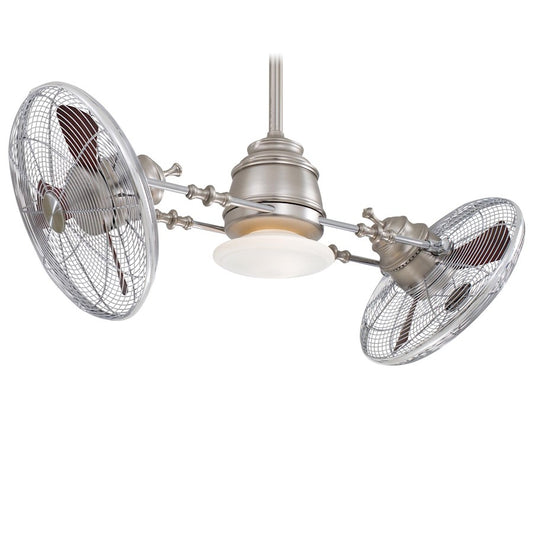 Minka Aire Vintage Gyro 42in Ceiling Fan | Traditional Brushed Nickel and Chrome | Living Room & Bedroom | 42 x 42 x 16 in | Model F802-BN-CH