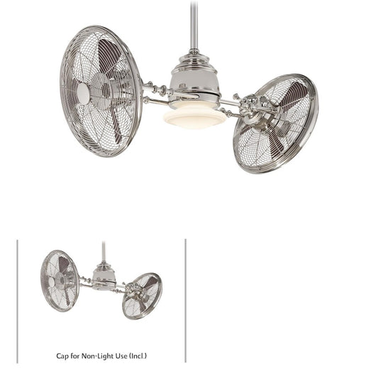 Minka Aire Vintage Gyro 42in Ceiling Fan | Polished Nickel Traditional | Living Room & Bedroom | 42 x 42 x 14 in | Model F802-PN