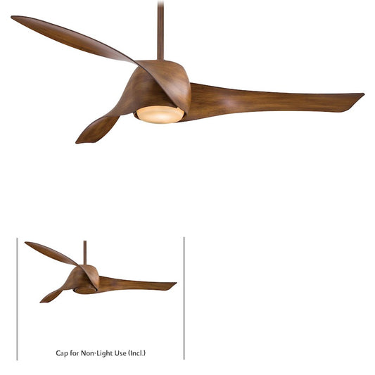 Minka Aire Artemis 58in LED Ceiling Fan | Transitional Distressed Koa | Living Room & Bedroom | 58 x 58 x 13 in | Model F803L-DK