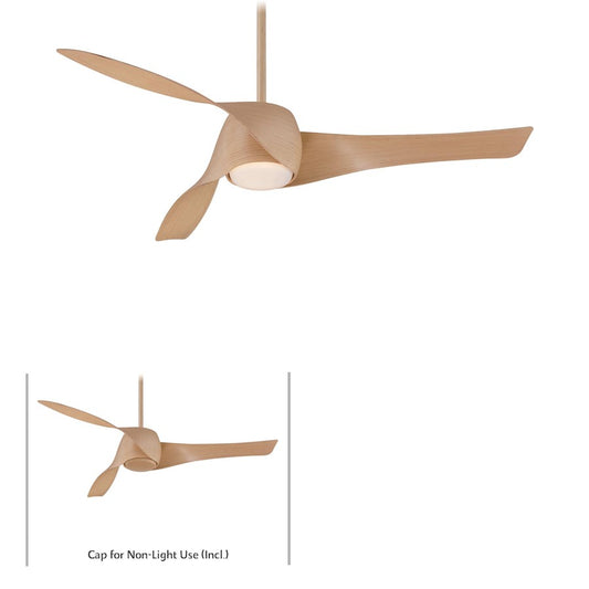 Minka Aire Artemis 58in LED Ceiling Fan | Transitional Maple Flying Vanes | Living Room & Bedroom | 58 x 58 x 13 in | Model F803L-MP