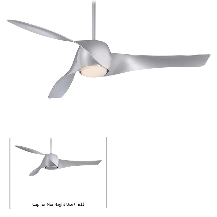 Minka Aire Artemis 58in LED Ceiling Fan | Transitional Silver Flying Vanes | Living Room & Bedroom | 58 x 58 x 13 in | Model F803L-SL