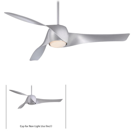 Minka Aire Artemis 58in LED Ceiling Fan | Transitional Silver Flying Vanes | Living Room & Bedroom | 58 x 58 x 13 in | Model F803L-SL