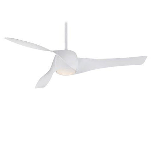 Minka Aire Artemis 58in LED Ceiling Fan | Transitional White Finish | Living Room & Bedroom | 58 x 58 x 13 in | Model F803L-WH