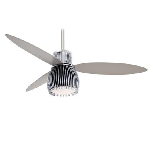 Minka Aire Uchiwa 56in Ceiling Fan | Contemporary Black and Chrome | Living Room & Bedroom | 56 x 56 x 18 in | Model F824-BK-CH