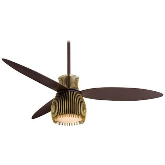 Minka Aire Uchiwa 56in Ceiling Fan | Oil Rubbed Bronze and Toned Brass Contemporary | Living Room & Bedroom | 56 x 56 x 18 in | Model F824-ORB-TB