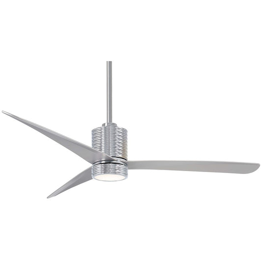 Minka Aire Mojave 56in LED Ceiling Fan | Chrome Finish with Variable Pitch Blades | Living Room & Bedroom | 56 x 56 x 16.5 in | Model F829L-CH-SL