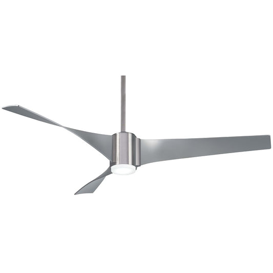 Minka Aire Triple 60in LED Ceiling Fan | Brushed Nickel and White Glass | Living Room & Bedroom | 60 x 60 x 15 in | Model F832L-BN-SL