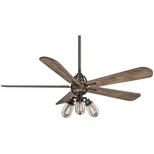 Minka Aire Alva 56in LED Ceiling Fan | Modern Vintage Heirloom Bronze with Seashore Grey Blades | Living Room & Bedroom | Model F852L-HBZ