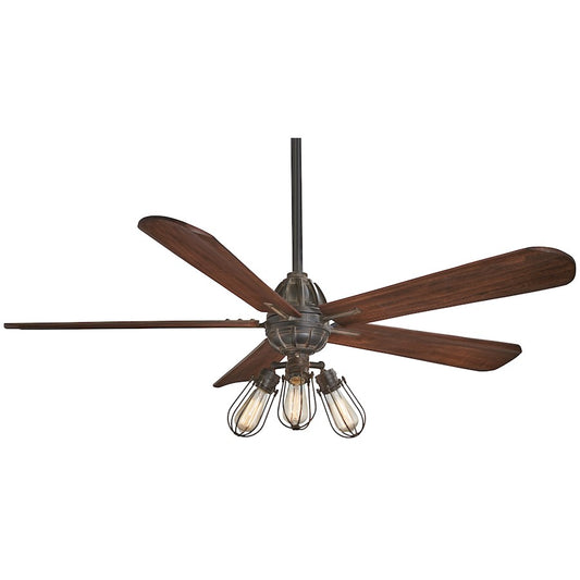 Minka Aire Alva 56in LED Ceiling Fan | Tarnished Iron and Dark Walnut Wood Blades | Living Room & Bedroom | 56 x 56 x 20 in | Model F852L-TI