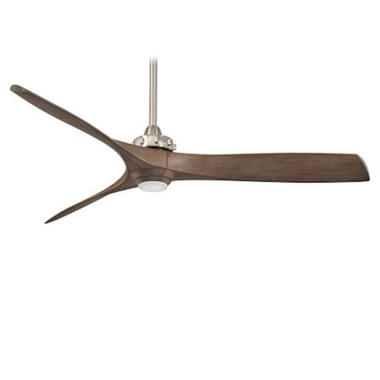 Minka Aire Aviation 60in LED Ceiling Fan | Transitional Brushed Nickel | Living Room & Dining Room | 60 x 60 x 13 in | Model F853L-BN-AMP