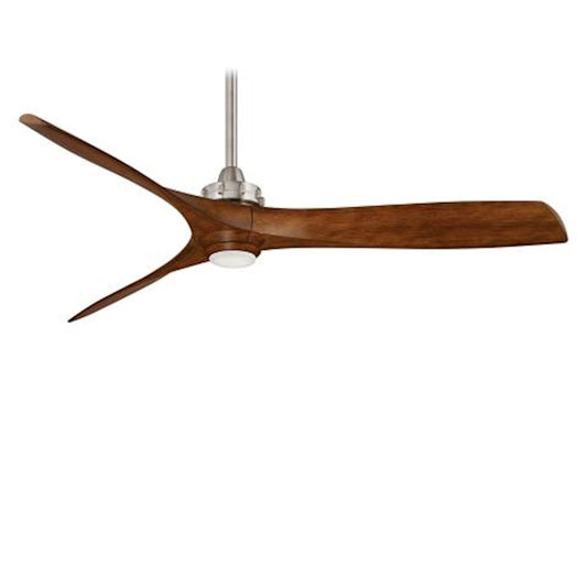 Minka Aire Aviation 60in LED Ceiling Fan | Brushed Nickel/Distressed K | Living Room & Bedroom | 60 x 60 x 13 in | Model F853L-BN-DK