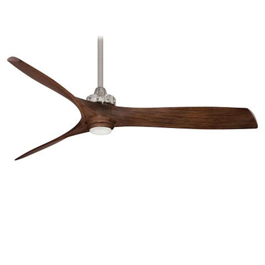 Minka Aire Aviation LED 60in Ceiling Fan | Transitional Brushed Nickel and Medium Maple | Living Room & Bedroom | 60 x 60 x 13 in | Model F853L-BN-MM