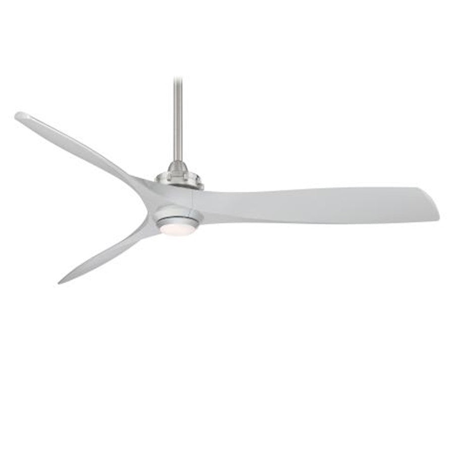 Minka Aire Aviation LED 60in Ceiling Fan | Transitional Brushed Nickel and Silver | Living Room & Bedroom | 60 x 60 x 13 in | Model F853L-BN-SL