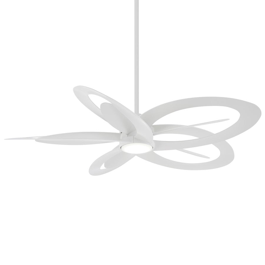Minka Aire Pinup 60in Ceiling Fan with LED Light | Flat White Frosted | Bedroom & Living Room | 60in Blade Span, 15in H | Model F862L-WHF