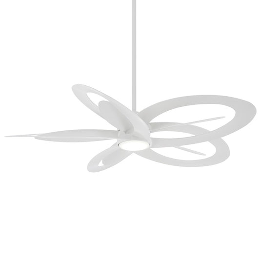 Minka Aire Pinup 60in Ceiling Fan with LED Light | Flat White Frosted | Bedroom & Living Room | 60in Blade Span, 15in H | Model F862L-WHF
