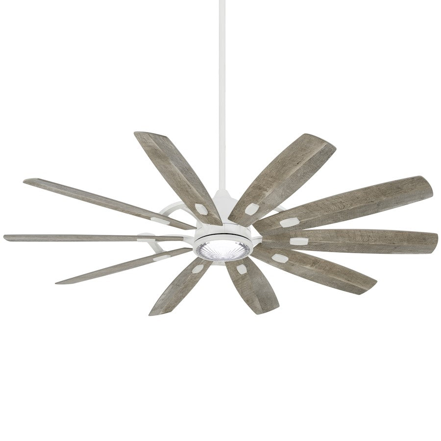 Minka Aire Barn 65in Ceiling Fan with LED Light | Industrial Flat White and Savannah Gray | Bedroom & Living Room | Model F864L-WHF-SVG