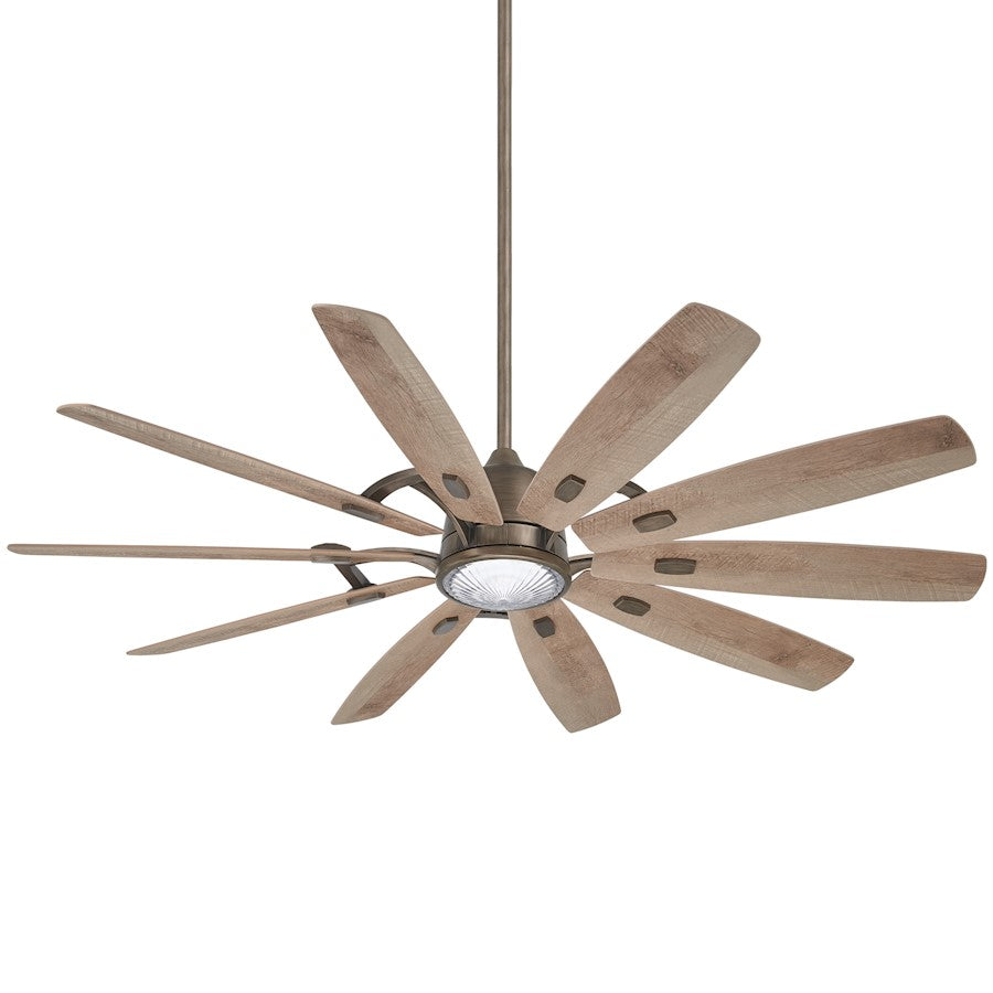Minka Aire Barn 65in Ceiling Fan with LED Light | Industrial Flat White and Savannah Gray | Bedroom & Living Room | Model F864L-WHF-SVG