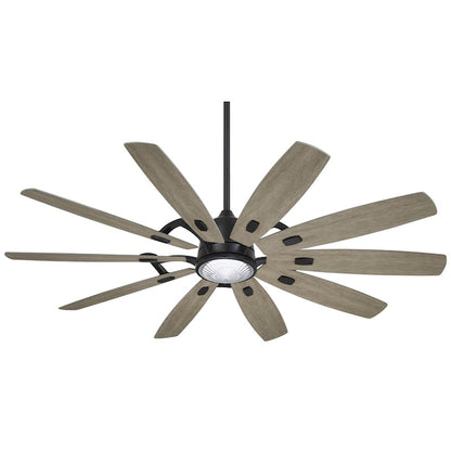 Minka Aire Barn 65in Ceiling Fan with LED Light | Industrial Flat White and Savannah Gray | Bedroom & Living Room | Model F864L-WHF-SVG