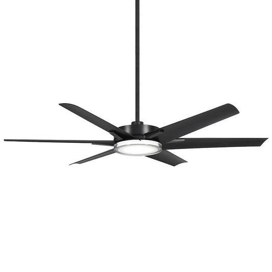 Minka Aire Deco 65in Outdoor Ceiling Fan | Industrial Coal and Clear Acrylic | Covered Patio & Living Room | 13.6 in H, 65in Blade | Model F866L-CL