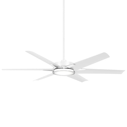 Minka Aire Deco 65in 6-Light Ceiling Fan with LED | Modern Flat White and Clear Acrylic | Covered Patio & Outdoor Living | 13.6 in H | Model F866L-WHF