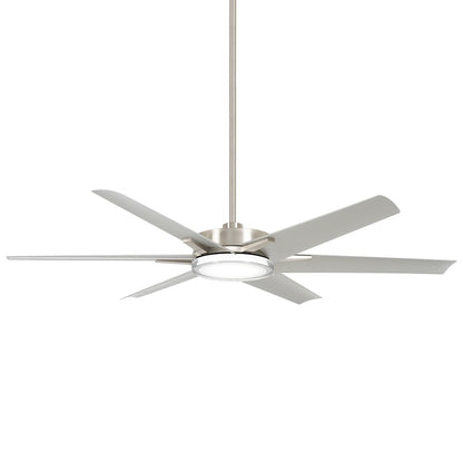 Minka Aire Deco 65in 6-Light Ceiling Fan with LED | Modern Flat White and Clear Acrylic | Covered Patio & Outdoor Living | 13.6 in H | Model F866L-WHF